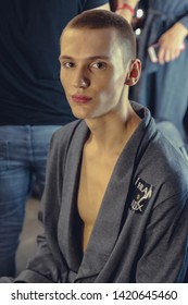 London, England - June 2019. London Fashion Week Men's. British Male Model Backstage.