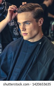 London, England -June 2019. London Fashion Week Men's. American Ford Model Participating In London Fashion Week. Backstage.