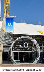 London, England - June 2022: Front Exterior View Of The Entrance To The O2 Arena In Greenwich