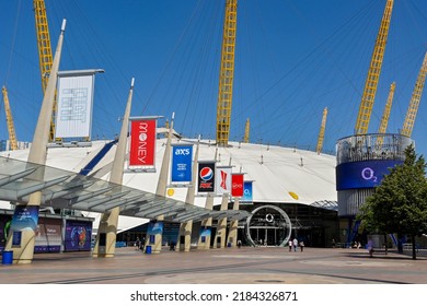 London, England - June 2022: Front Exterior View Of Entrance To The O2 Arena In Greenwich