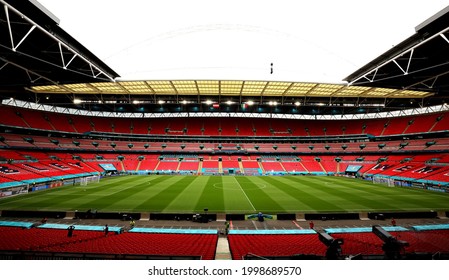 LONDON, ENGLAND - June 26, 2021: 
A general view inside the stadium prior to the UEFA Euro 2020
Italy and Austria at Wembley Stadium.
