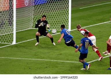 LONDON, ENGLAND - June 26, 2021: 
Matteo Pessina of Italy scores their second goal
during the UEFA Euro 2020
Italy and Austria at Wembley Stadium.

