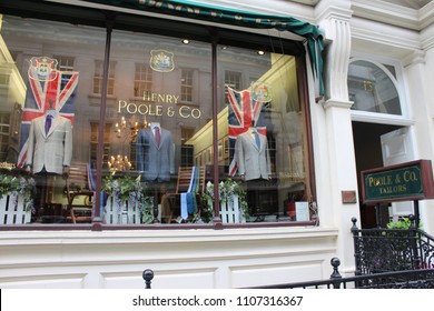 London, England, June 5th 2018: Henry Poole & Co Store In Savile Row In London