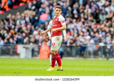 London, England - March 02 2019: Lucas Torreira Of Arsenal During The Premier League Match Between Tottenham Hotspur And Arsenal At Wembley Stadium