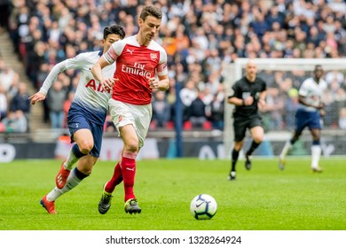 London, England - March 02 2019: Laurent Koscielny Of Arsenal During The Premier League Match Between Tottenham Hotspur And Arsenal At Wembley Stadium