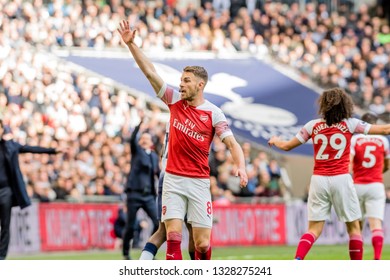 London, England - March 02 2019: Aaron Ramsey Of Arsenal During The Premier League Match Between Tottenham Hotspur And Arsenal At Wembley Stadium