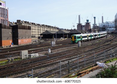 LONDON, ENGLAND - MARCH 26, 2017: A Southern Railway Class 377 Train Departs London Victoria Rail Station