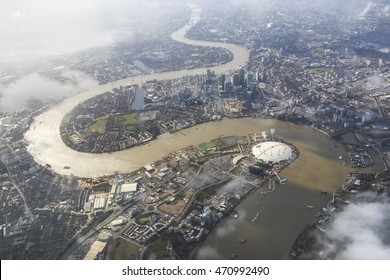 London, England - March 27, 2016: Aerial view of London with the river Thames