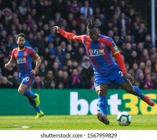 LONDON, ENGLAND - MARCH 9, 2019: Michy Batshuayi-Atunga Of Palace Pictured During The 2018/19 Premier League Game Between Crystal Palace FC And Brighton & Hove Albin FC At Selhurst Park.