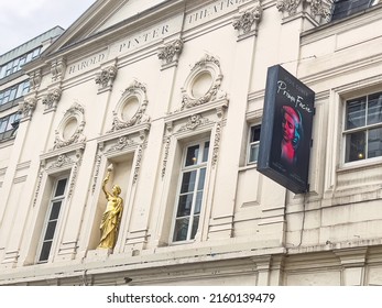 London, England- May 11, 2022: Facade Of The Harold Pinter Theater With Sign For Prima Facie With Jodie Comer