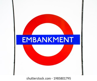 London, England- May 14, 2021; Image Of Embankment Tube Station In London. 