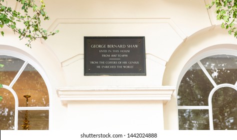 London, England - May 8 2018; George Bernard Shaw Plaque