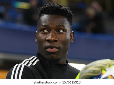 LONDON, ENGLAND - NOVEMBER 5, 2019: Andre Onana of Ajax pictured prior to the 2019/20 UEFA Champions League Group H game between Chelsea FC (England) and AFC Ajax (Netherlands) at Stamford Bridge.