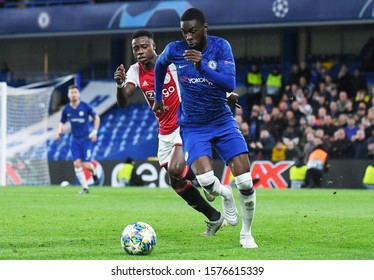 LONDON, ENGLAND - NOVEMBER 5, 2019: Fikayo Tomori and Quincy Promes pictured during the 2019/20 UEFA Champions League Group H game between Chelsea FC and AFC Ajax at Stamford Bridge.