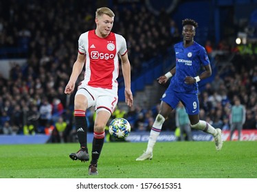 LONDON, ENGLAND - NOVEMBER 5, 2019: Perr Schuurs of Ajax pictured during the 2019/20 UEFA Champions League Group H game between Chelsea FC (England) and AFC Ajax (Netherlands) at Stamford Bridge.