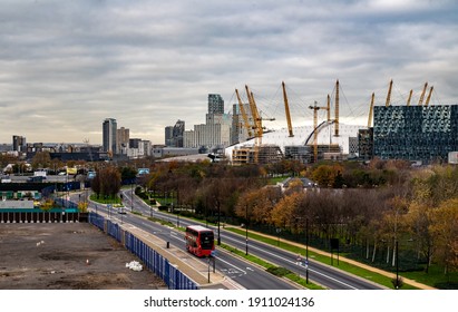  London, England, November,23, 2020. Arial View Of London, O2 Arena England. 