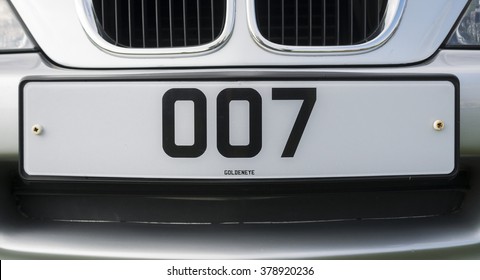 London, England - October 11, 2012: James Bond 007 Personalised Number Plate on a Sports Car