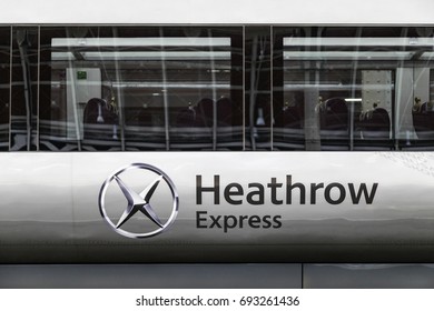 LONDON, ENGLAND - OCTOBER 15 2013: Heathrow Express Train At Liverpool Street Station