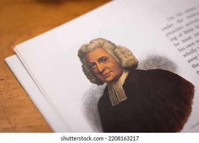 London, England - September 13, 2022: Religious Tract Literature, Magazine Based On The Great Controversy By Ellen G White, Published 1911. Seventh Day Adventist. Shows Charles Wesley, Methodist