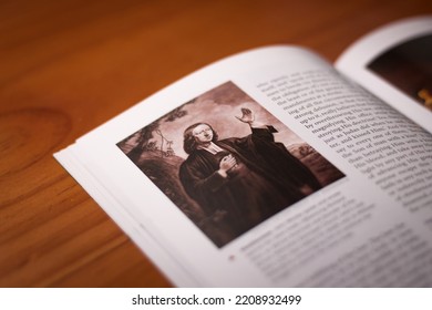 London, England - September 13, 2022: Religious Tract Literature, Magazine Based On The Great Controversy By Ellen G White, Published 1911. Seventh Day Adventist. Shows John Wesley, Founder Methodist