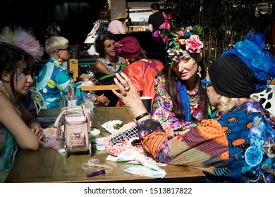 LONDON, ENGLAND - September 15, 2019, Old Spitalfields Market Colour Walk Is An Informal Gathering Of Creative People Getting Dressed Or Dressing Up To Inspire