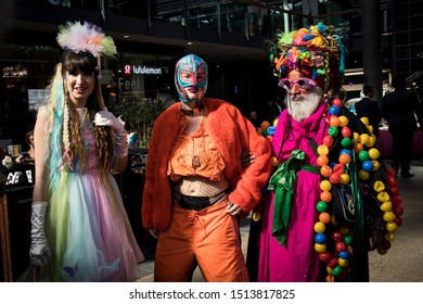 LONDON, ENGLAND - September 15, 2019, Old Spitalfields Market Colour Walk Is An Informal Gathering Of Creative People Getting Dressed Or Dressing Up To Inspire