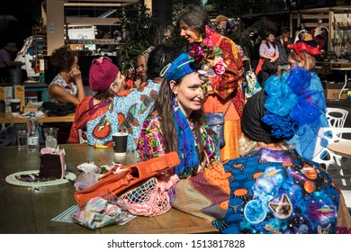 LONDON, ENGLAND - September 15, 2019, Old Spitalfields Market Colour Walk Is An Informal Gathering Of Creative People Getting Dressed Or Dressing Up To Inspire