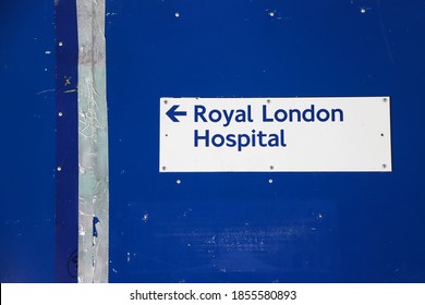 LONDON, ENGLAND - SEPTEMBER 15, 2019: Royal London Hospital Sign On Wall In London, England