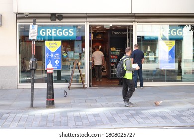 London, England, September 2nd 2020:  People Outside Greggs Food Shop In City Of London