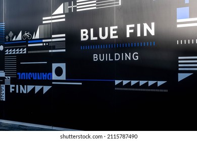 London England UK, 29 January 2022, Blue Fin Building Billboard Outside Closed And Empty Ground Floor Shops Southwark London