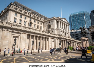 London, England, UK - 5.15.2020: The Bank Of England Is The Central Bank Of The United Kingdom And The Model On Which Most Modern Central Banks Have Been Based