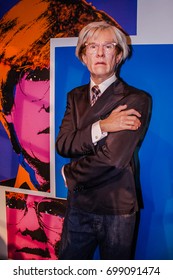 LONDON, ENGLAND, UK - APR 12, 2012: Madame Tussaud Wax Museum Model Andy Warhol