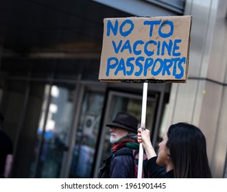 London, England, UK - April 24, 2021: Protester Holds Sign At 