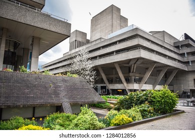 London, England, UK - APRIL 7, 2017: The Royal National Theatre Designed By Denys Lasdun.