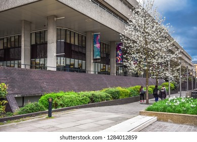 London, England, UK - APRIL 7, 2017: The Royal National Theatre Designed By Denys Lasdun.