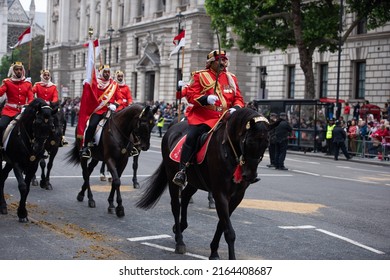 London, England, UK - June 5, 2022: Military Personnel Parade During The Queen Elizabeth II Platinum Jubilee, Pageant. Credit: Loredana Sangiuliano