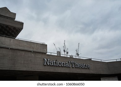 London, England, UK - MARCH 19, 2018: The Royal National Theatre Designed By Denys Lasdun.