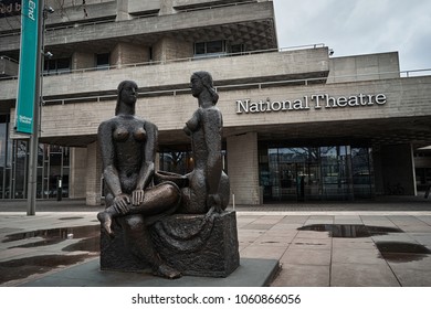 London, England, UK - MARCH 19, 2018: The Royal National Theatre Designed By Denys Lasdun.