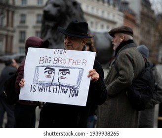 London, England, UK - March 20, 2021: Protester Holds Sign, 