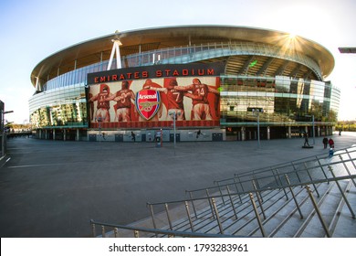 London, England, UK - March 24, 2019 - Emirates Stadium (Arsenal Stadium for UEFA competitions), the home football stadium of Arsenal FC in Premier League, located in Holloway