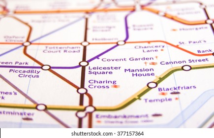 LONDON, ENGLAND, UK - NOVEMBER 04, 2007: Tube Map Of The London Underground Subway Lines Vintage