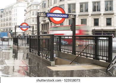 LONDON, ENGLAND UK - NOVEMBER 9, 2013: London Underground Station Entrance