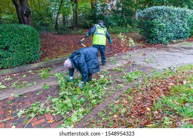 London, England, UK,  October 13,  2019: Community Volunteers Taking Part In Local Clean Up Project Community Volunteers Taking Part In Local Clean Up Project
