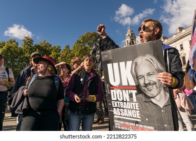 London, England, UK. October 8, 2022. Supporters Of WikiLeaks Founder Julian Assange Take Part In A Protest Near Westminster To Protest Against Julian Assange's Potential Deportation To USA.