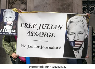 London, England, UK. October 8, 2022. Supporters Of WikiLeaks Founder Julian Assange Take Part In A Protest Near Westminster To Protest Against Julian Assange's Potential Deportation To USA.