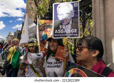 London, England, UK. October 8, 2022. Supporters Of WikiLeaks Founder Julian Assange Take Part In A Protest Near Westminster To Protest Against Julian Assange's Potential Deportation To USA.