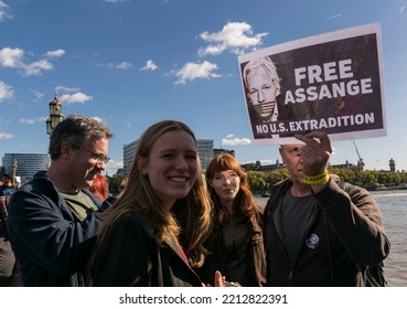 London, England, UK. October 8, 2022. Supporters Of WikiLeaks Founder Julian Assange Take Part In A Protest Near Westminster To Protest Against Julian Assange's Potential Deportation To USA.