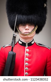 London, England UK - September 2 2015: Beefeater Queens Guard On Duty At Tower Of London