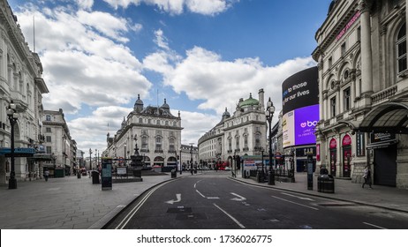 London, England, United Kingdom - May 12, 2020: Lockdown Around Piccadilly Circus In London During The Coronavirus Pandemic.