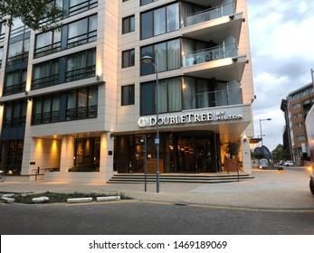 London, England/UK- 1 August 2019: A Day Before The Arrival Of The Rotherham FC Bus In Doublw Tree By Hilton In Kingston Upon Thames.